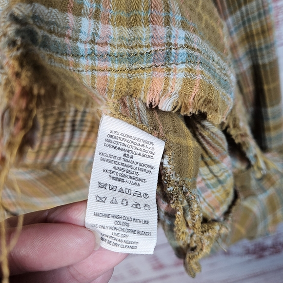 Free People olive green plaid button down top - Picture 16 of 16